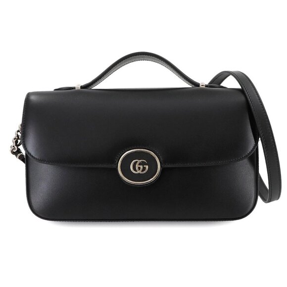 GUCCI Petite GG Hand Shoulder Bag Leather Black 739721 Purse - Picture 1 of 11
